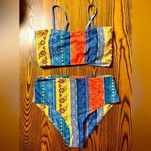 Two piece high waisted bandana bikini
